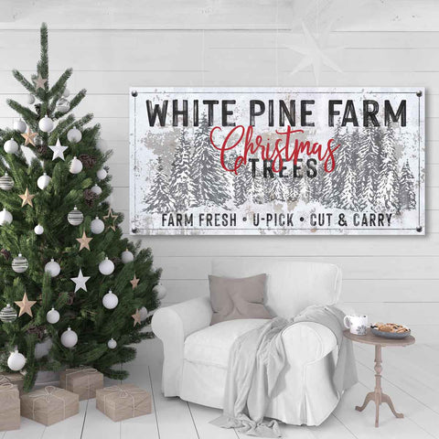 Farmhouse Christmas Sign. Faux white wood on Canvas. Christmas Tree Farm Sign with family name.