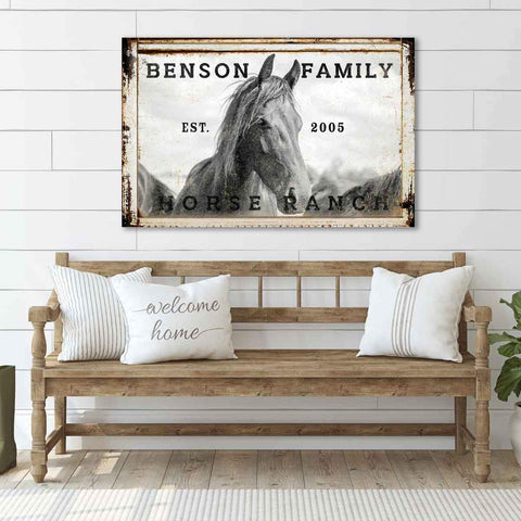 Farmhouse Signs with a horse on distressed faux wood frame, by Tailor Made Rooms