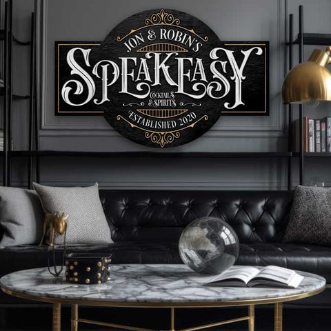 Custom Speakeasy Signs in 1920s Prohibition Era Style