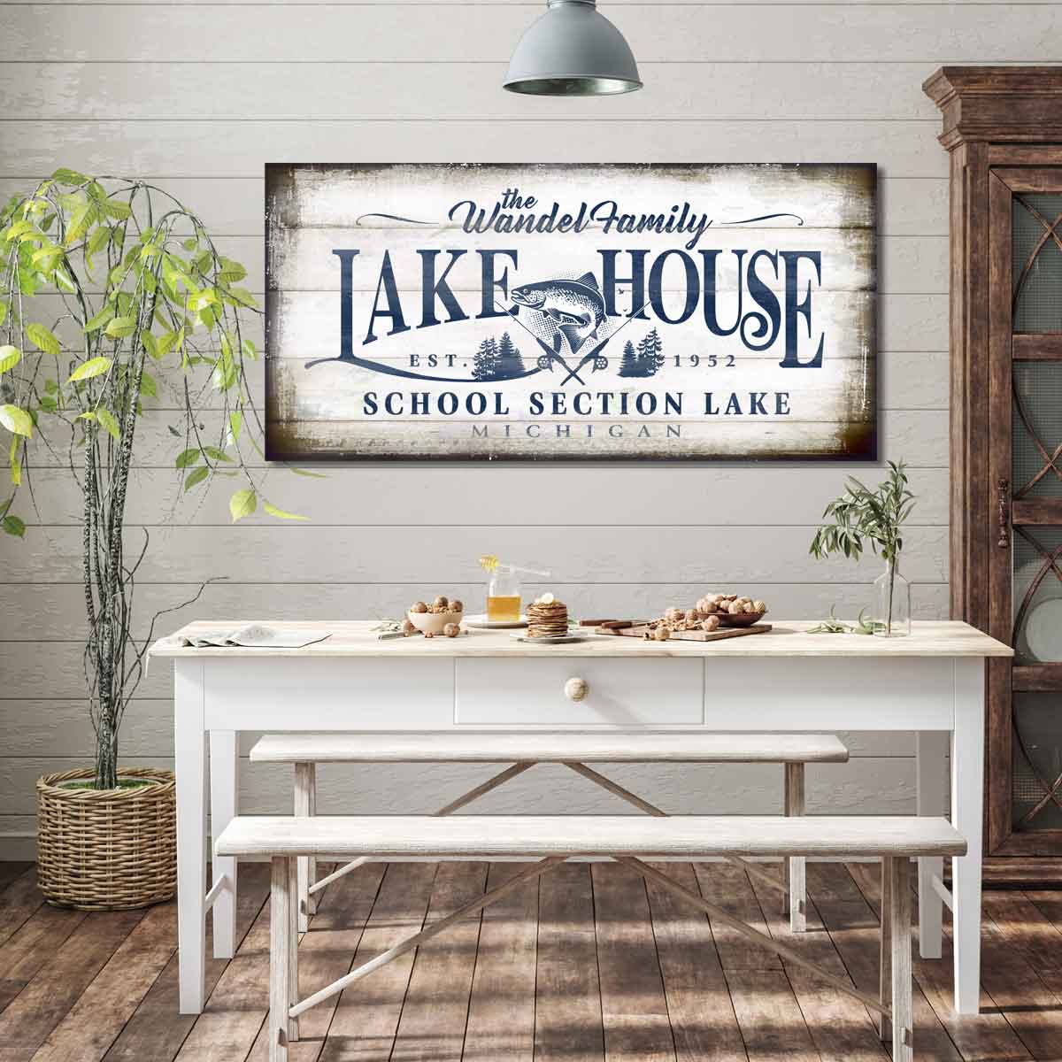 WODORO Lake House Decor Metal Tin Sign Wall Plaque, Cabin Log