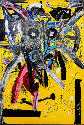 Autoportrait jaune, Acrylique sur toile, 195 x 130 cm, 2019