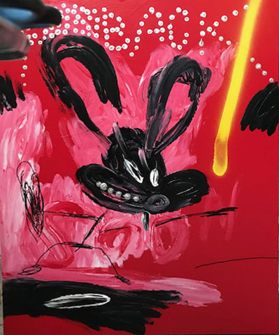 Red Rabbit, Acrylique sur toile, 73 x 60 cm, 2019.