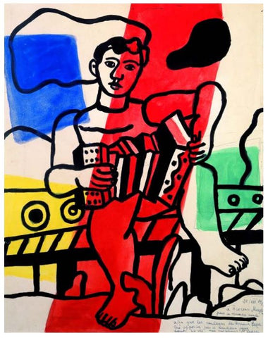 Fernand Léger, À Florence , 31 décembre 1956, gouache sur papier, 48 x39 cm. Offert à Florence Maeght par Nadia Léger « pour sa venue au monde afin que les couleurs de Fernand Léger lui apportent  joie et bonheur pour tout e sa vie ».