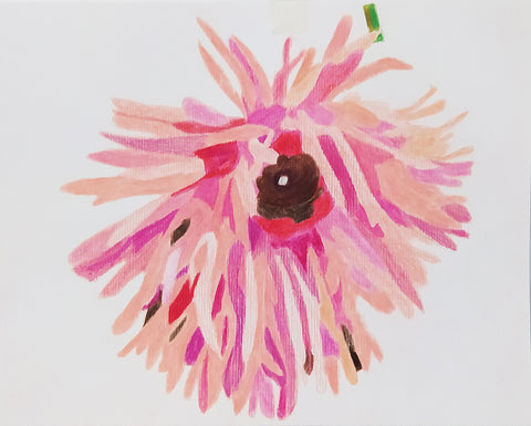 Punk pink flower 1 - colored pencils on paper - 28 x 30 cm - 2021