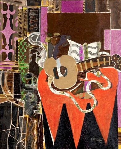 Georges Braque,Mandoline, 1941. Cette peinture a encore tant à nous enseigner. C'est formidable cette impression de verticalité alors que la toile est presque carrée.