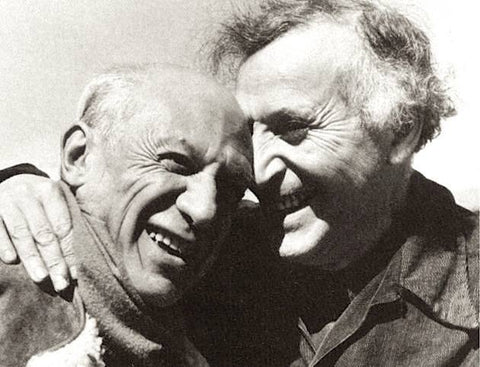 Moment de complicité entre deux génies ! Pablo Picasso et Marc Chagall.
