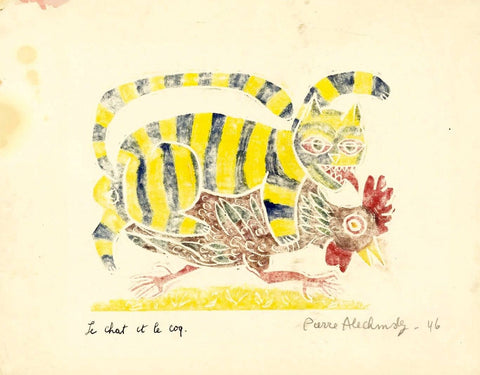 Pierre Alechinsky, Le chat et le coq, 1946.