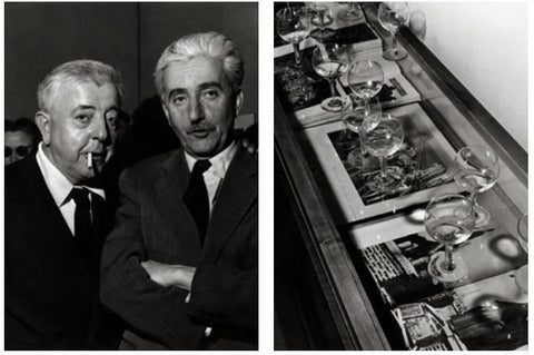 Vernissage de l’exposition des collages de Jacques Prévert à la nouvelle galerie Maeght créée par Paule et Adrien Maeght, 1956.