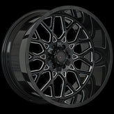 Forged Offroad - XR109 - Black - Gloss Black - Milled Edge - 22" x 12", -44 Offset, 8x165.1 (Bolt pattern), 125.1mm HUB