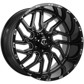 TIS Wheels - 544BM - Black - Gloss Black - Milled Edge - 22" x 12", -44 Offset, 6x135/139.7 (Bolt pattern), 108.1mm HUB
