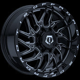 TIS Wheels - 544BM - Black - Gloss Black - Milled Edge - 22" x 12", -44 Offset, 8x165.1 (Bolt pattern), 125.2mm HUB