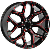 OE Creations - PR177 - Black - Gloss Black Red Milled - 20" x 9", 24 Offset, 6x139.7 (Bolt pattern), 78.1mm HUB