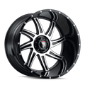 American Truxx - VORTEX - Black - Gloss Black Machined - 20" x 10", -24 Offset, 6x139.7 (Bolt pattern), 106.1mm HUB