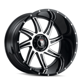 American Truxx - VORTEX - Black - Gloss Black Machined - 20" x 10", -24 Offset, 6x139.7 (Bolt pattern), 106.1mm HUB