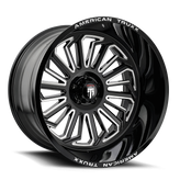 American Truxx - BUTCHER - Black - Gloss Black Milled - 24" x 14", -76 Offset, 5x127 (Bolt pattern), 71.6mm HUB