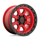 KMC Wheels - KM548 CHASE - Candy Red with Black Lip - 18" x 9", 0 Offset, 8x165.1 (Bolt pattern), 125.1mm HUB