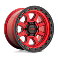 KMC Wheels - KM548 CHASE - Candy Red with Black Lip - 18" x 9", 18 Offset, 8x180 (Bolt pattern), 124.2mm HUB