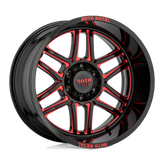 Moto Metal - MO992 FOLSOM - Black - Gloss Black Milled with Red Tint - 20" x 10", -18 Offset, 8x165.1 (Bolt pattern), 125.1mm HUB