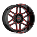 Moto Metal - MO992 FOLSOM - Black - Gloss Black Milled with Red Tint - 20" x 10", -18 Offset, 6x135 (Bolt pattern), 87.1mm HUB