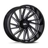 Moto Metal - MO811 COMBAT - Black - Gloss Black Milled - 22" x 10", -18 Offset, 8x165.1 (Bolt pattern), 125.1mm HUB