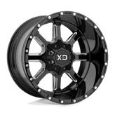 XD Series - XD838 MAMMOTH - Black - Gloss Black Milled - 20" x 12", -44 Offset, 8x165.1 (Bolt pattern), 125.1mm HUB