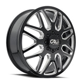 Cali Off-Road - INVADER - Black - Gloss Black/Milled Spokes - 22" x 8.25", 115 Offset, 8x165.1 (Bolt pattern), 121.3mm HUB