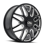 Cali Off-Road - INVADER - Black - Gloss Black/Milled Spokes - 22" x 8.25", 115 Offset, 8x200 (Bolt pattern), 142.0mm HUB