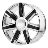 OE Creations - PR164 - Chrome - Chrome with Black Accents - 22" x 9", 24 Offset, 6x139.7 (Bolt pattern), 78.1mm HUB
