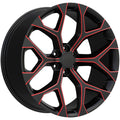 OE Creations - PR177 - Black - Gloss Black Red Milled - 24" x 10", 24 Offset, 6x139.7 (Bolt pattern), 78.1mm HUB