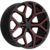 OE Creations - PR177 - Black - Gloss Black Red Milled - 24" x 10", 24 Offset, 6x139.7 (Bolt pattern), 78.1mm HUB