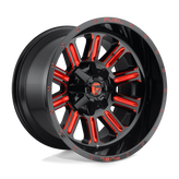 Fuel - D621 HARDLINE - Black - GLOSS BLACK RED TINTED CLEAR - 15" x 8", -18 Offset, 5x114.3, 120.65 (Bolt Pattern), 72.6mm HUB