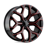 OE Creations - PR176 - Black - GLOSS BLACK RED MILLED - 20" x 9", 24 Offset, 6x139.7 (Bolt Pattern), 78.1mm HUB