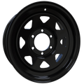 Envy Wheels - TRAILER STEEL SPOKE - Black - GLOSS BLACK - 16" x 6", 0 Offset, 6x139.7 (Bolt Pattern), 108mm HUB