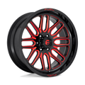 Fuel - D663 IGNITE - Black - GLOSS BLACK RED TINTED CLEAR - 20" x 10", -18 Offset, 8x170 (Bolt Pattern), 125.1mm HUB