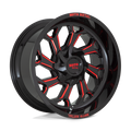 Moto Metal - MO999 - Black - GLOSS BLACK MILLED WITH RED TINT - 20" x 10", -18 Offset, 8x165.1 (Bolt Pattern), 125.1mm HUB