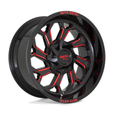 Moto Metal - MO999 - Black - GLOSS BLACK MILLED WITH RED TINT - 20" x 10", -18 Offset, 8x165.1 (Bolt Pattern), 125.1mm HUB