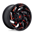 Fuel - D755 REACTION - Black - GLOSS BLACK MILLED WITH RED TINT - 24" x 12", -44 Offset, 6x135, 139.7 (Bolt Pattern), 106.1mm HUB