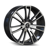 Kraze Wheels - SPECTRA - Black - GLOSS BLACK/MACHINED - 20" x 8.5", 38 Offset, 5x112, 120 (Bolt Pattern), 74.1mm HUB