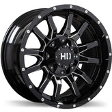 Fast HD - TRAXX - Black - Gloss Black with Milled Trim - 17" x 9", -15 Offset, 5x127, 139.7 (Bolt Pattern), 87.1mm HUB