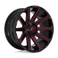 Fuel - D643 CONTRA - Black - GLOSS BLACK RED TINTED CLEAR - 18" x 9", -12 Offset, 6x135, 139.7 (Bolt Pattern), 106.1mm HUB