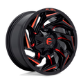 Fuel - D755 REACTION - Black - GLOSS BLACK MILLED WITH RED TINT - 20" x 10", -18 Offset, 5x139.7, 150 (Bolt Pattern), 110.1mm HUB