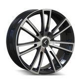 Kraze Wheels - SPECTRA - Black - GLOSS BLACK/MACHINED - 22" x 8.5", 38 Offset, 5x110, 127 (Bolt Pattern), 72.6mm HUB