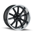 Ridler - 650 - Black - MATTE BLACK/POLISHED LIP - 22" x 9.5", 18 Offset, 5x115 (Bolt Pattern), 72.6mm HUB