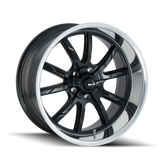 Ridler - 650 - Black - MATTE BLACK/POLISHED LIP - 22" x 9.5", 18 Offset, 5x115 (Bolt Pattern), 72.6mm HUB