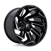 Fuel - D753 REACTION - Black - GLOSS BLACK MILLED - 22" x 12", -44 Offset, 8x180 (Bolt Pattern), 124.2mm HUB