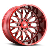 Vision Wheel Off-Road - 402 RIOT - Red Tint Milled Spoke - 20" x 9", 12 Offset, 8x170 (Bolt Pattern), 125.2mm HUB