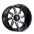 American Truxx - VORTEX - Black - BLACK/MACHINED - 24" x 14", -76 Offset, 5x127 (Bolt Pattern), 78.1mm HUB