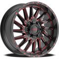 KranK Off-road - Coil - Black - Gloss Black Red Milled - 20" x 9", 10 Offset, 6x135, 139.7 (Bolt Pattern), 108mm HUB