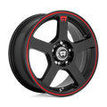 Motegi - MR116 FS5 - Black - MATTE BLACK RED RACING STRIPE - 16" x 7", 40 Offset, 5x112, 114.3 (Bolt Pattern), 72.6mm HUB