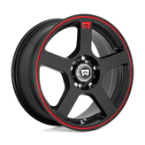 Motegi - MR116 FS5 - Black - MATTE BLACK RED RACING STRIPE - 16" x 7", 40 Offset, 5x112, 114.3 (Bolt Pattern), 72.6mm HUB